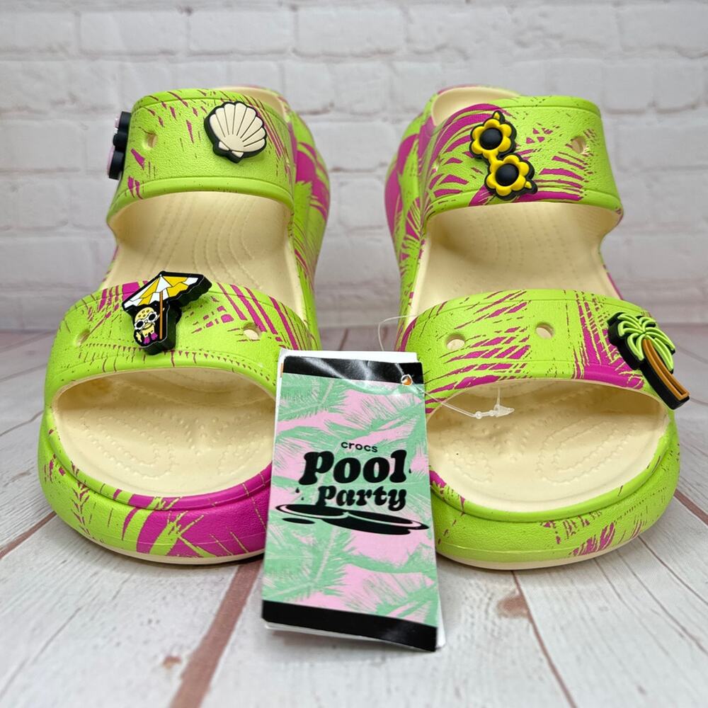 Crocs Classic Crush Platform Sandals Springbreak Vanilla/Multi M Sz 4/W Sz 6 - Picture 6 of 10